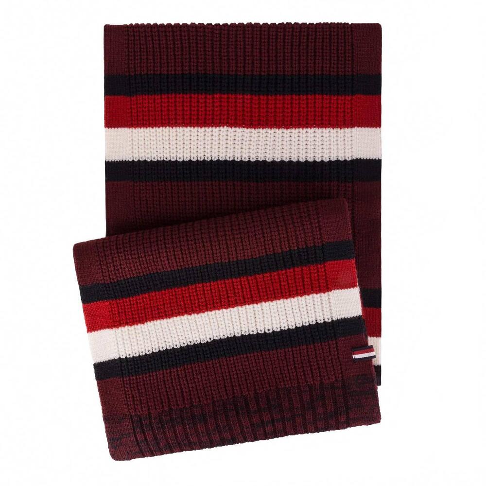 NEW TOMMY HILFIGER men's rhododendron stripe scarf in red